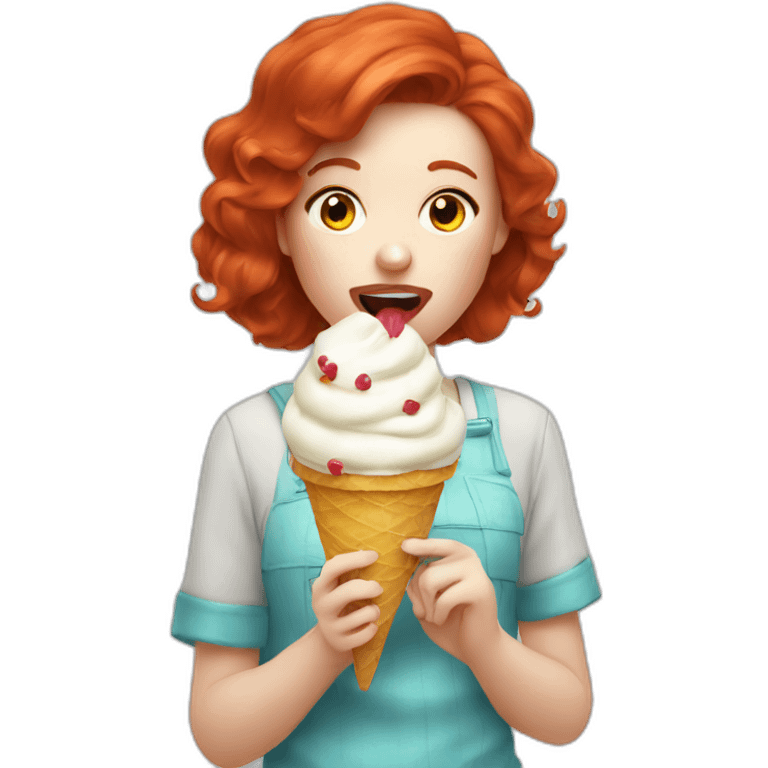 redhead licking icecream emoji