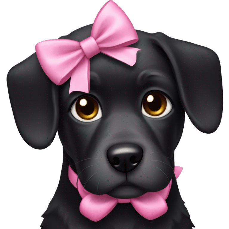 A Black dog with pink bows emoji