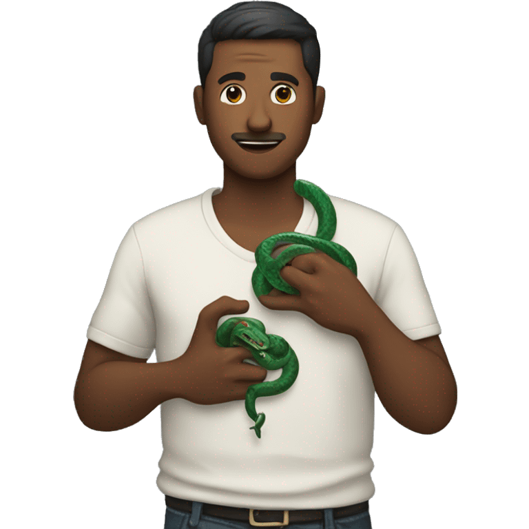 Man holding a snake by his waist emoji