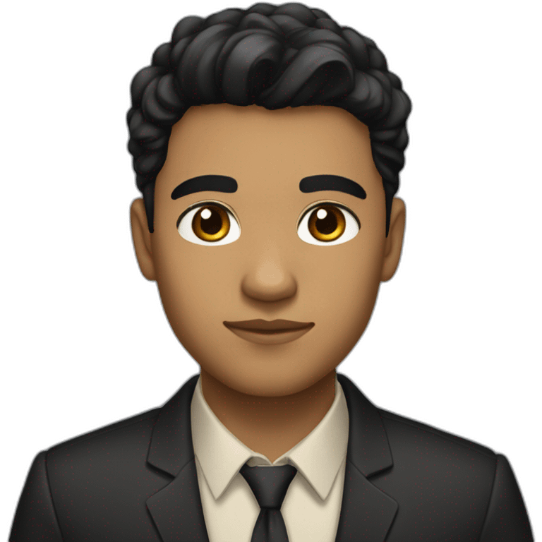 young man with black hair, light brown skin tone, formal dress, and a focused face emoji