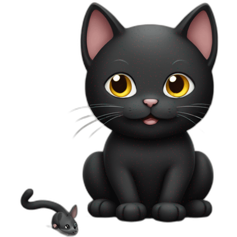 black cat with mouse emoji