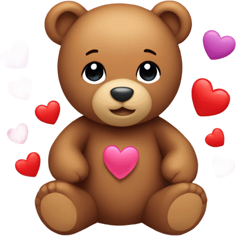 Teddy bear with hearts surrounding it emoji