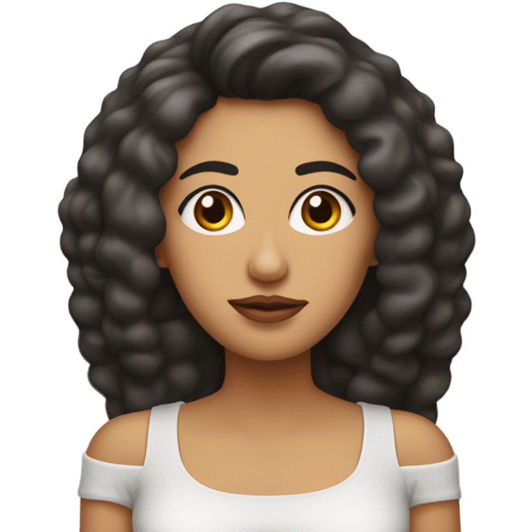 Mujer de cabello largo, piel morena, pestañas y cejas largas y pobladas, labios gruesos  emoji