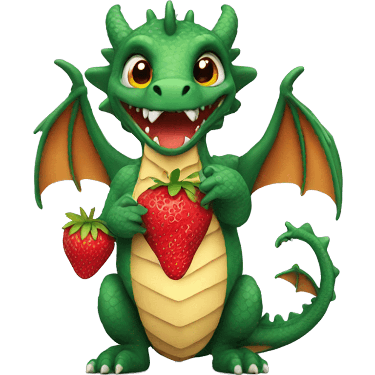 Dragon holding a strawberry  emoji