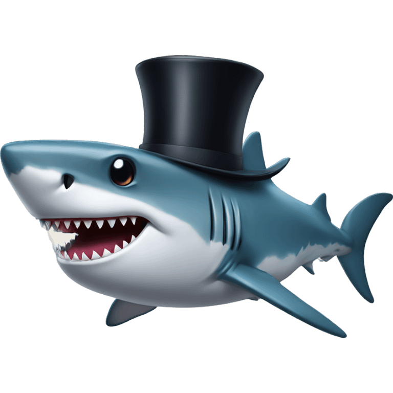 Shark with a top hat emoji