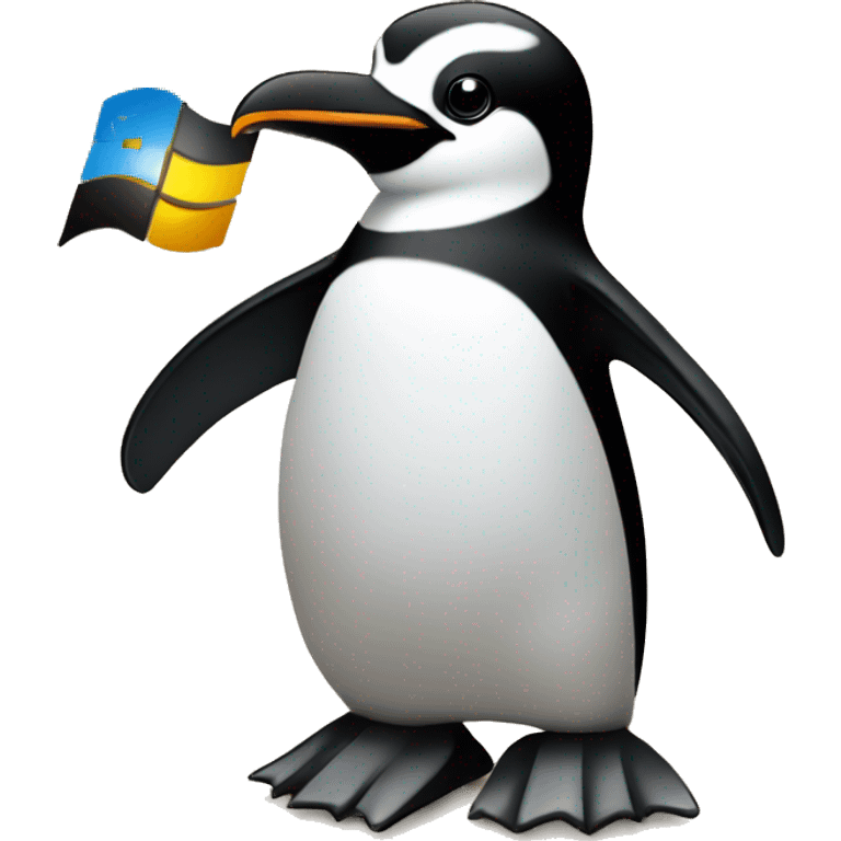 linux penguin riding microsoft windows logo emoji