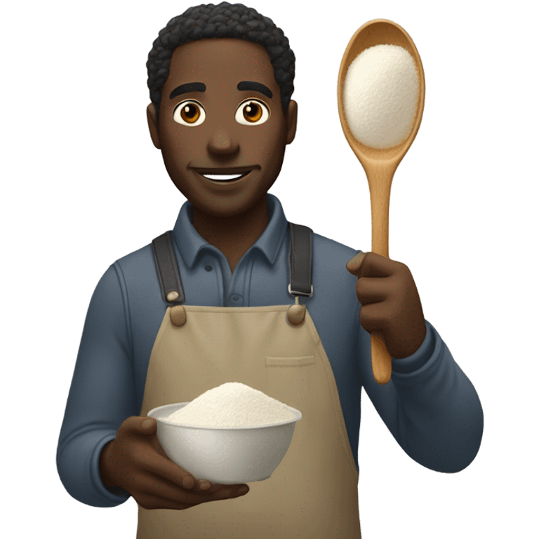 Black man with spoon of flour and lighter emoji