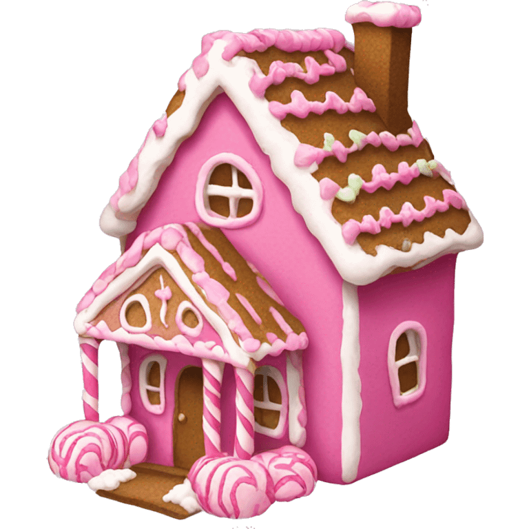 A pink gingerbread house emoji