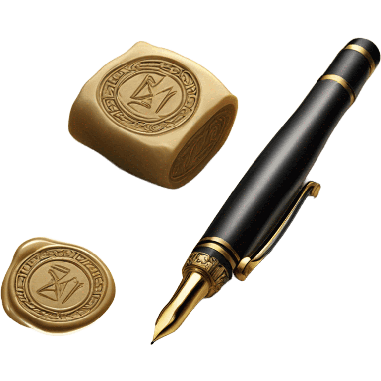 Fountain pen and wax seal stamp emoji