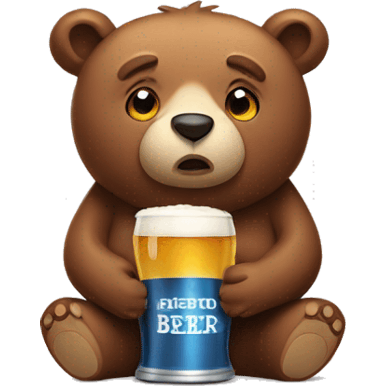 sad bear with beer emoji