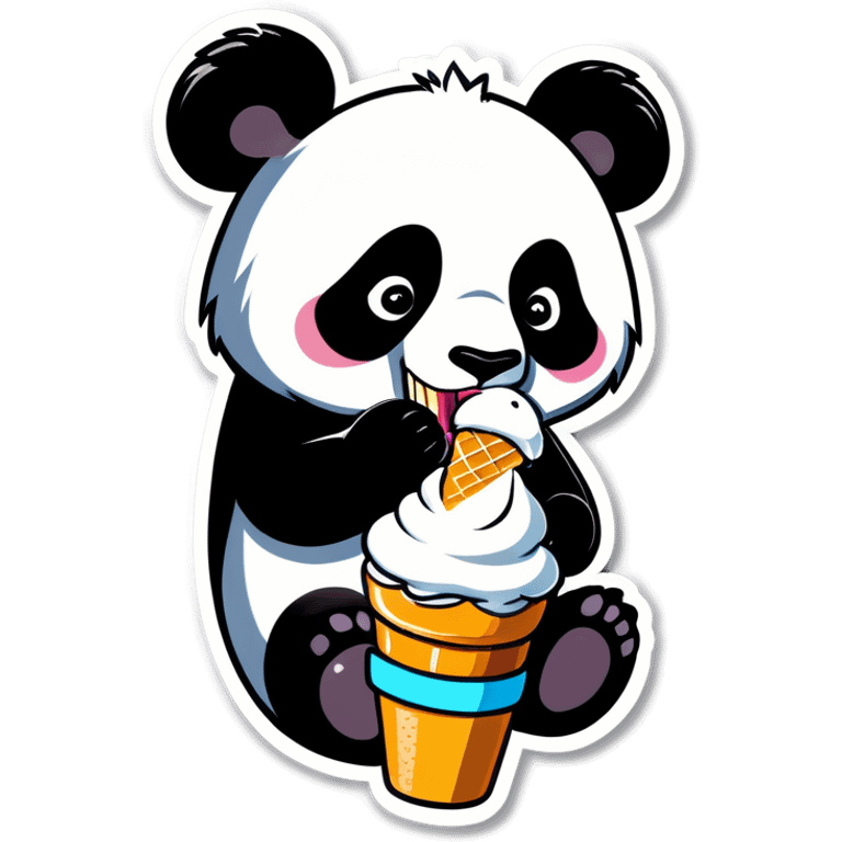 Panda eating ice cream emoji