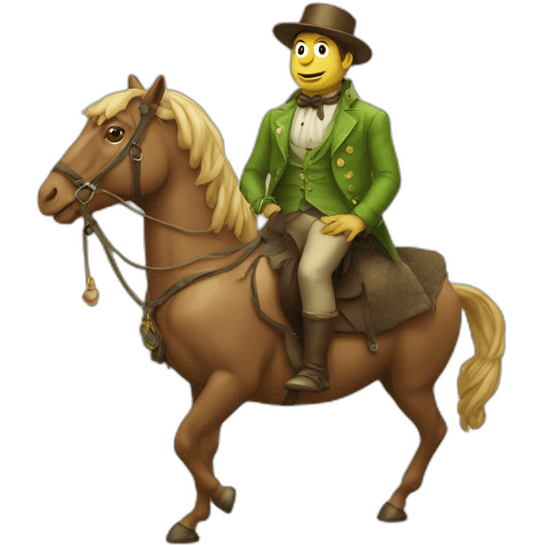 Man zitting on horse dressed as a toad emoji