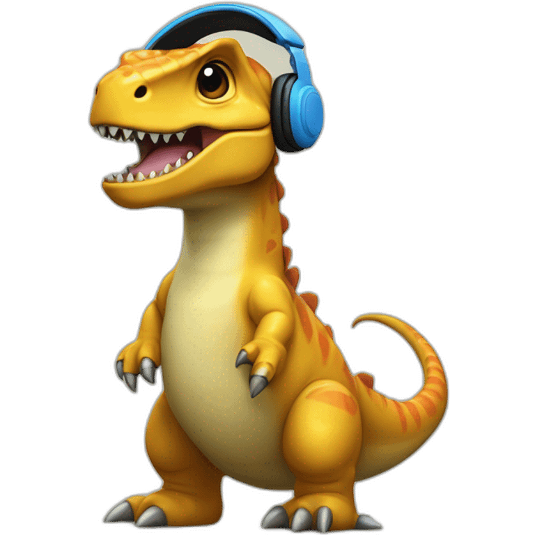 dyranosaurus rex wearing headphones emoji