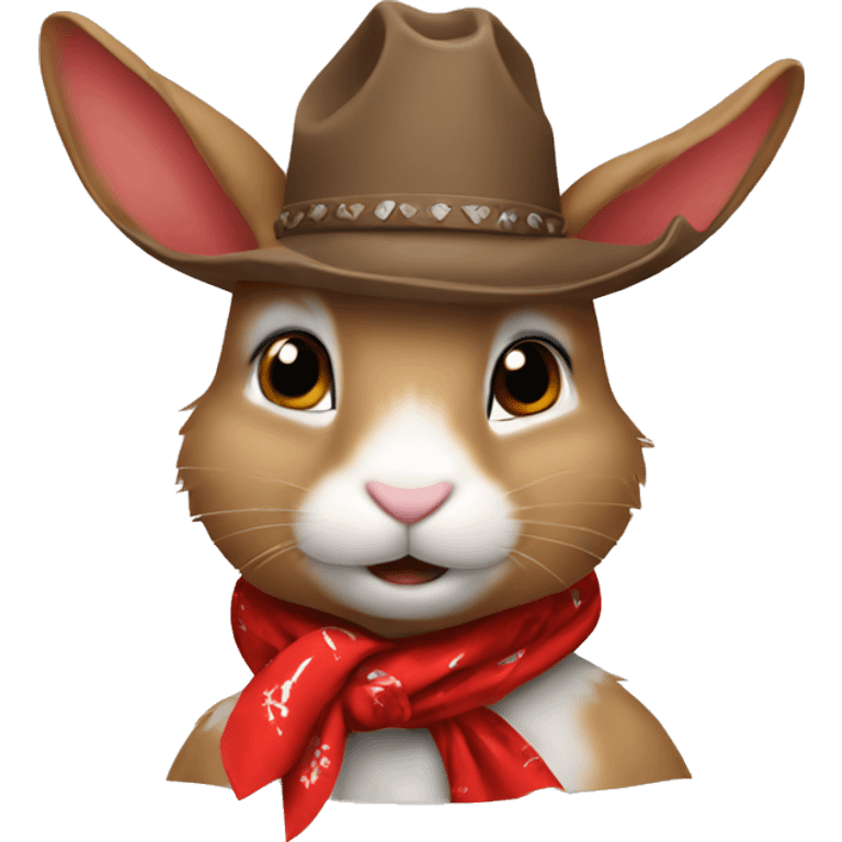 Rabbit with cowboy hat and red bandana emoji