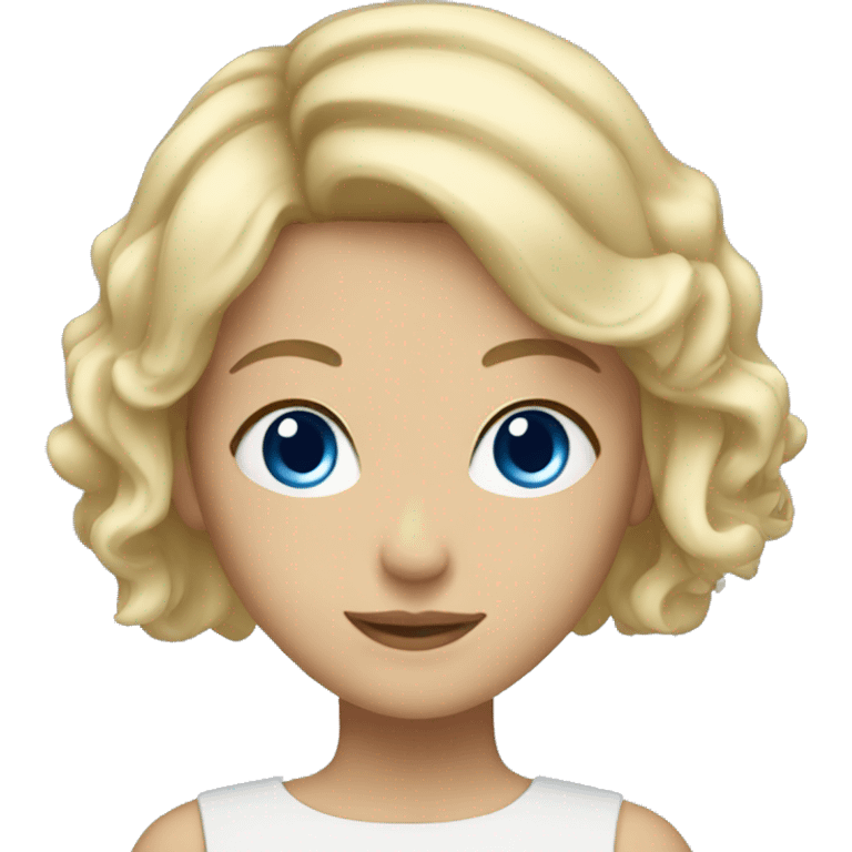 Blonde girl with short hair and blue eyes emoji