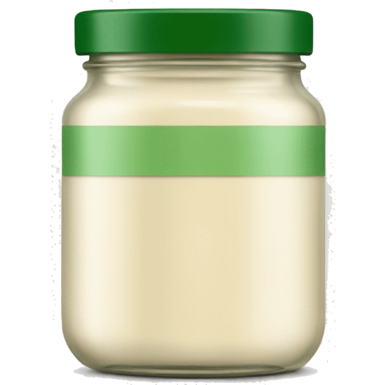 a cream coloured glass jar with a green lid & green label around the middle emoji