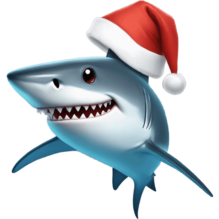 Shark with a Santa hat emoji