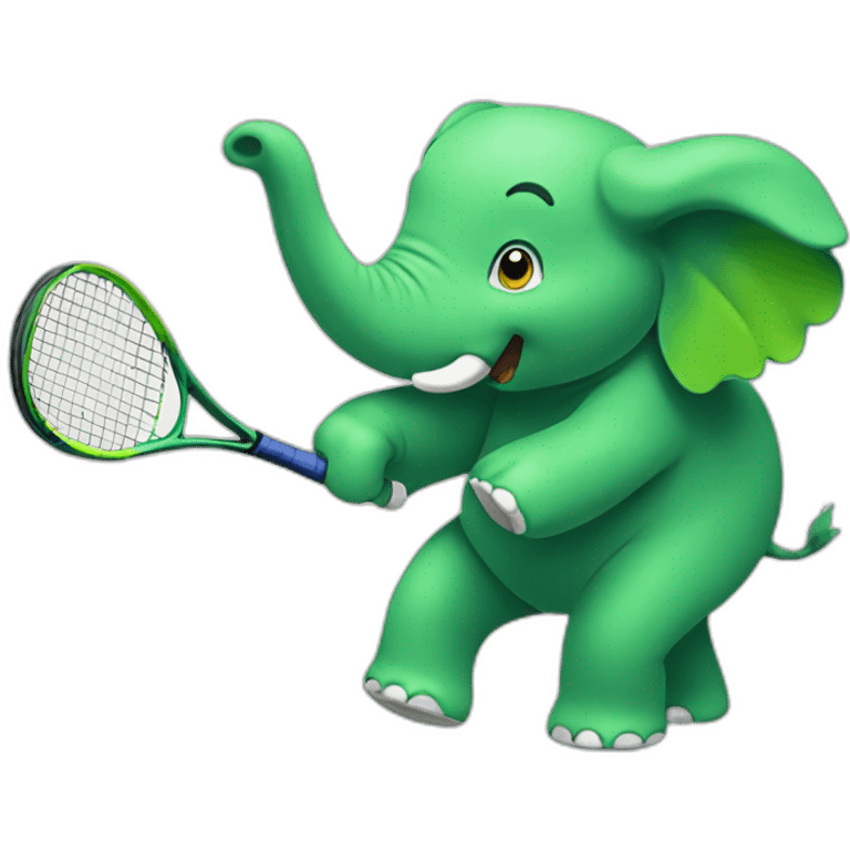 green elephant playing tennis emoji