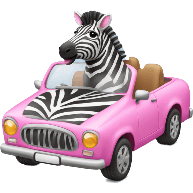 zebra driving a pink car emoji