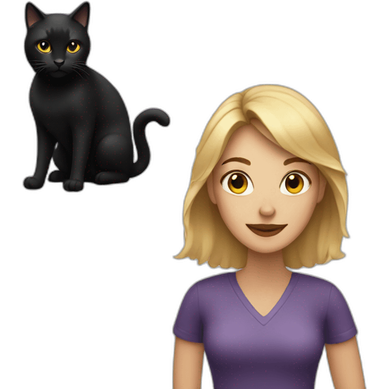 woman with a black cat emoji