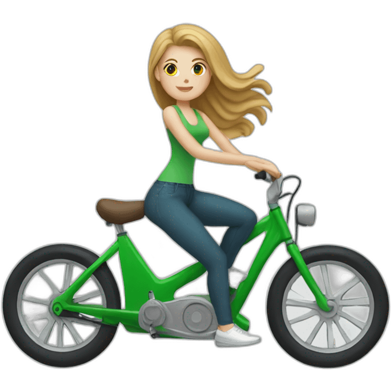 white girl on a green bike emoji