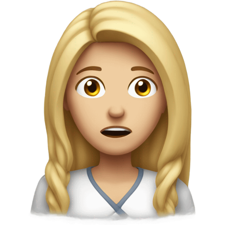 Long blond hair woman looking frustrated  emoji