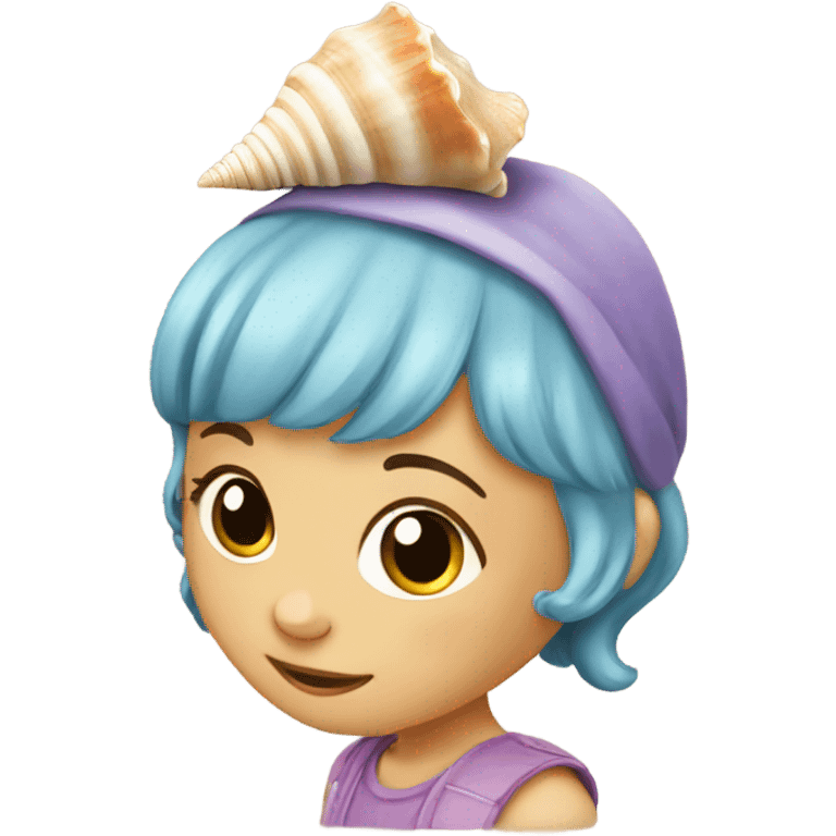 a little girl with a seashell emoji