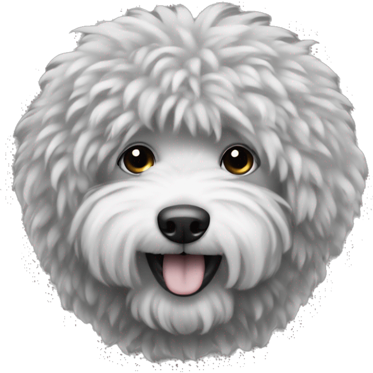 big fluffy black and white doodle emoji