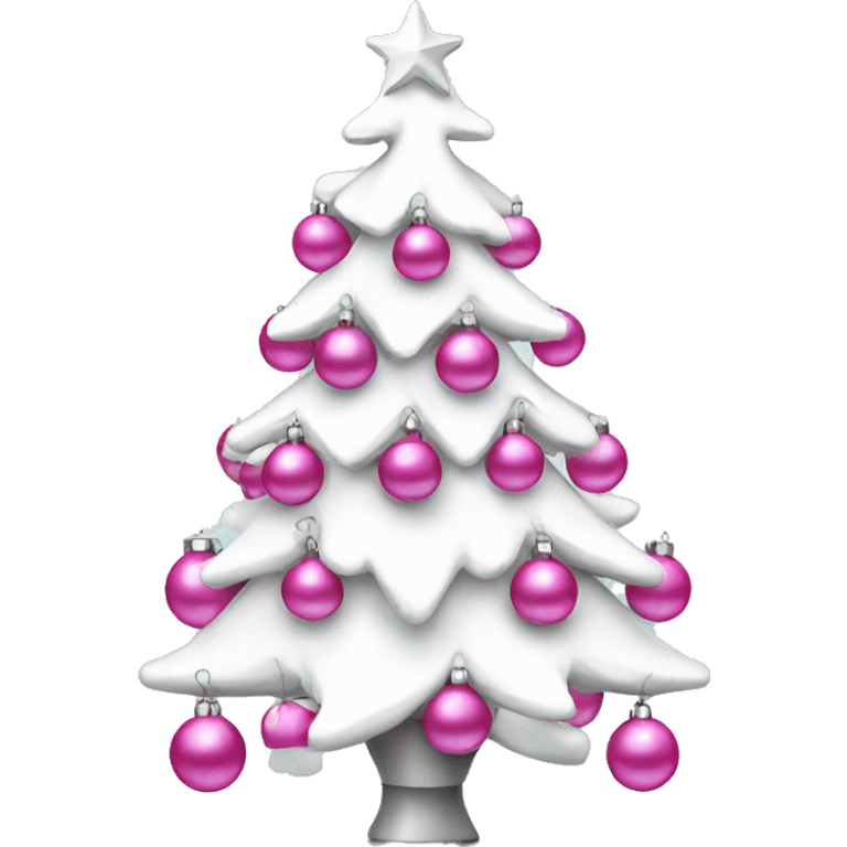 White Christmas tree with pink ornaments emoji