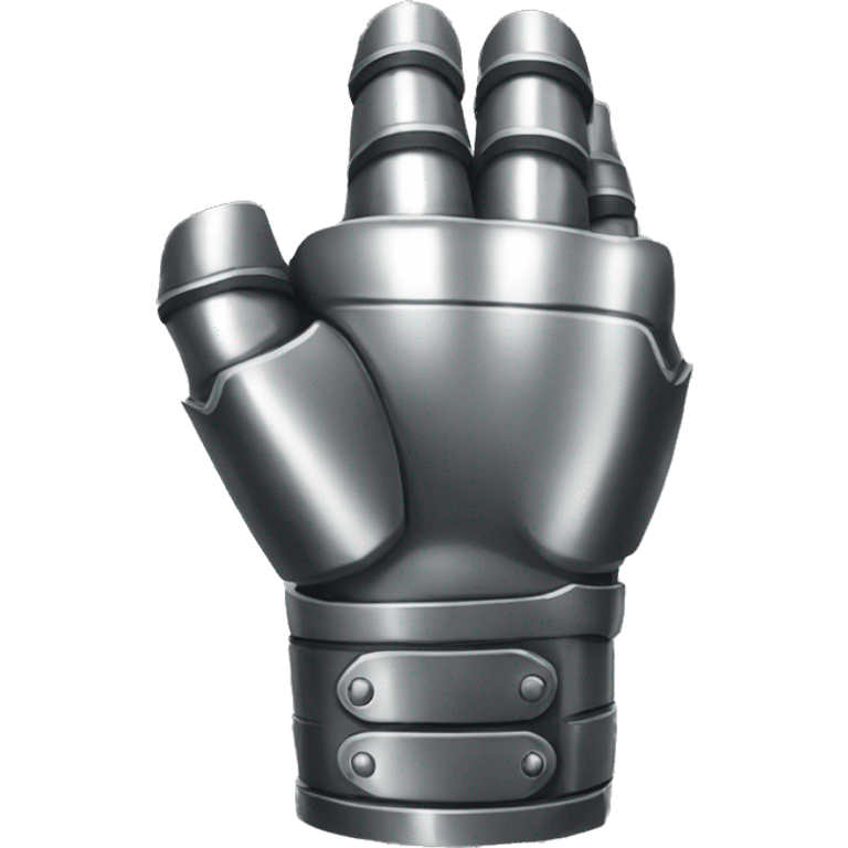 a metal gauntlet in a fist facing forward pointing upward emoji