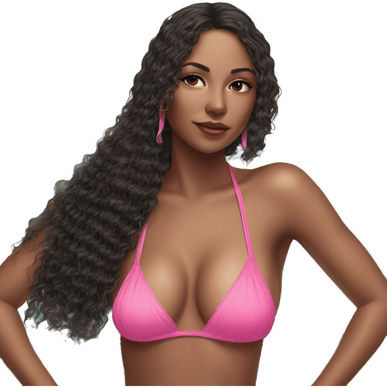 exotic beauty in pink bikini emoji