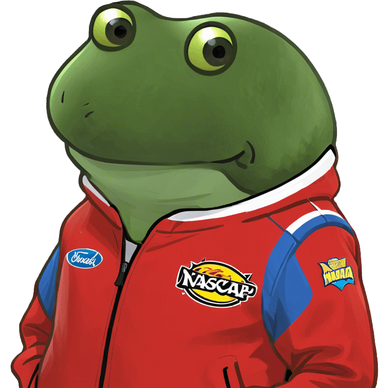 wearing a red nascar jacket with no text emoji