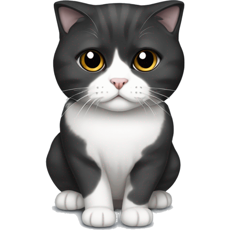 black and white scottish fold cat emoji