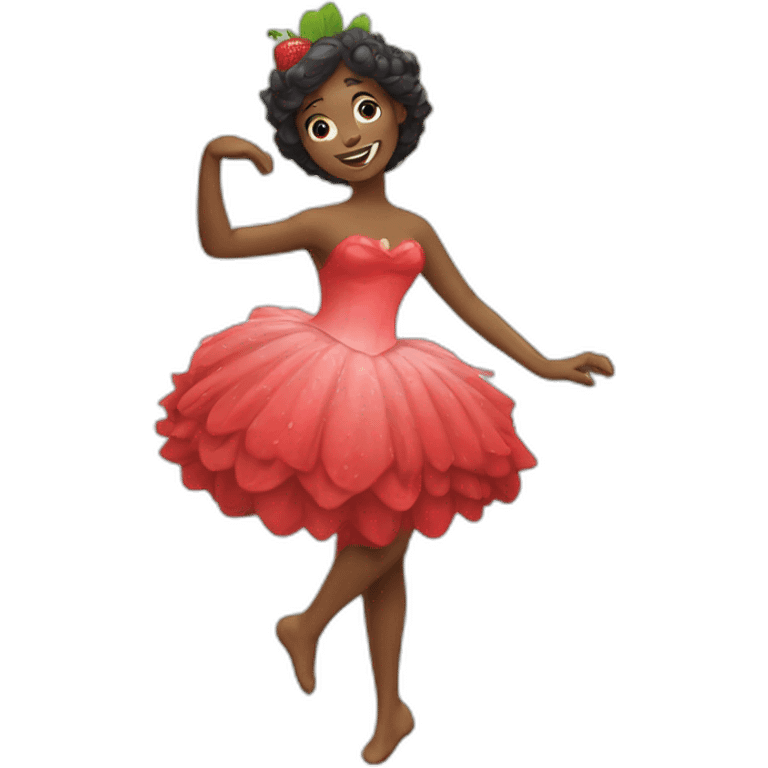 Une fraise qui danse emoji