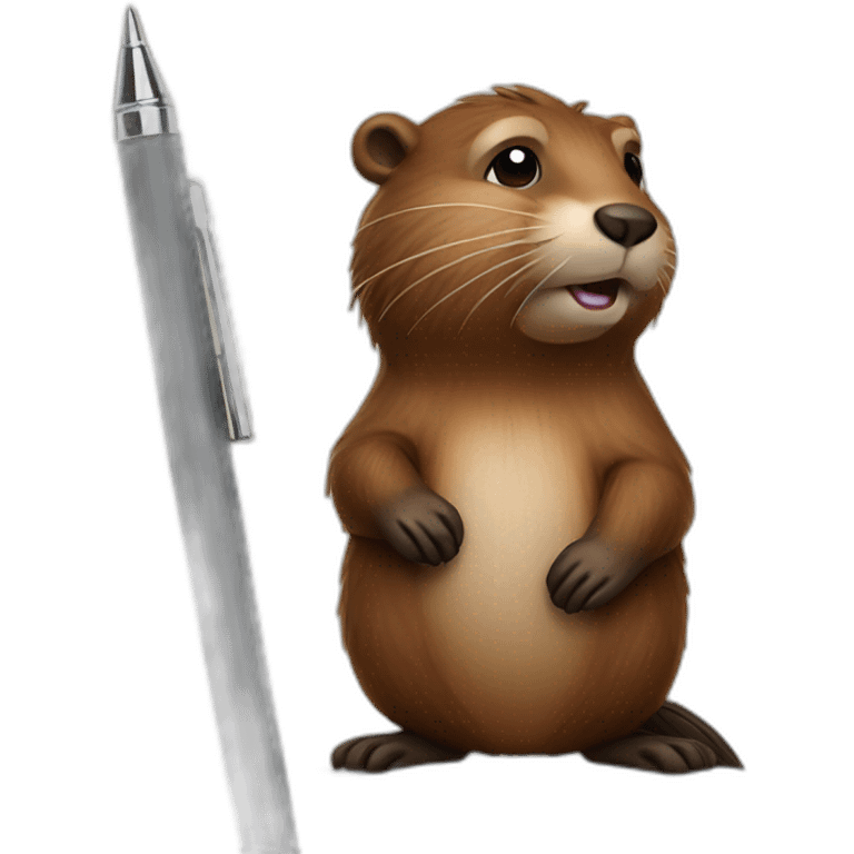 A beaver has a pen under his ear emoji