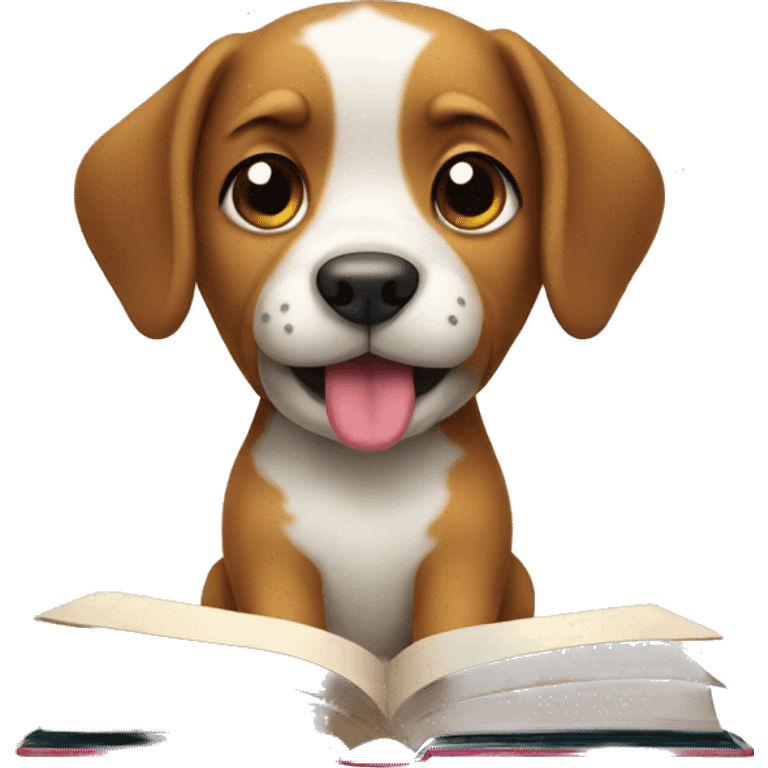 a dog with  book emoji