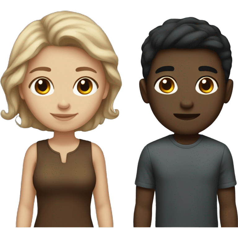 a light skin girl brown hair and a dark haired boy darkish skin not too dark emoji