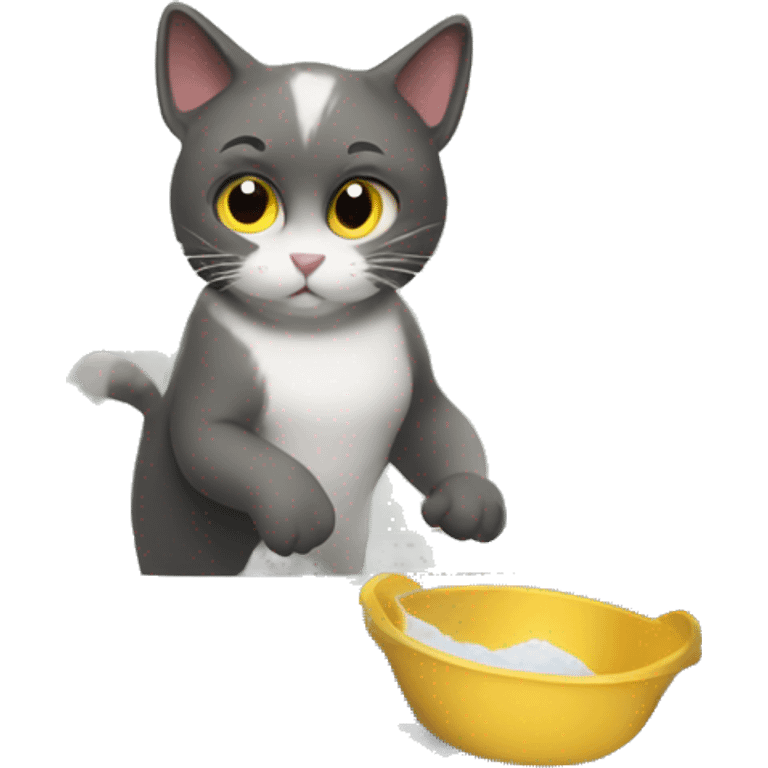 Cats washing dishes emoji