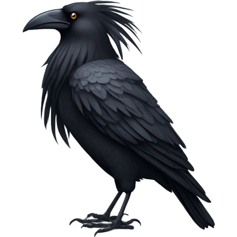 Crow wearing a big mullet wig emoji