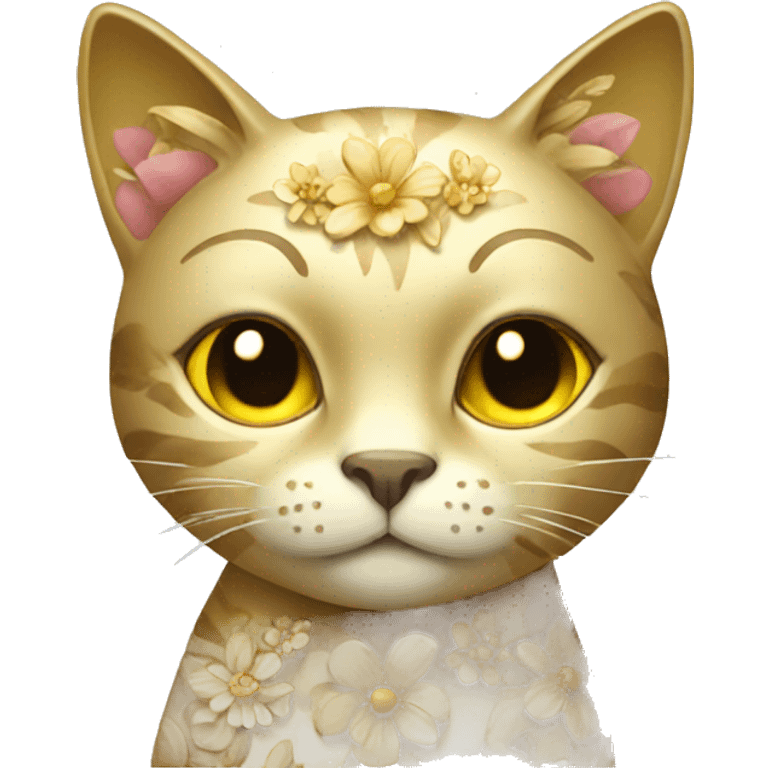 Gold floral cat emoji