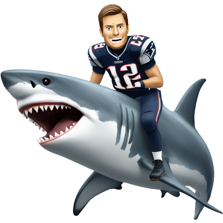 Tom Brady on a great white shark  emoji