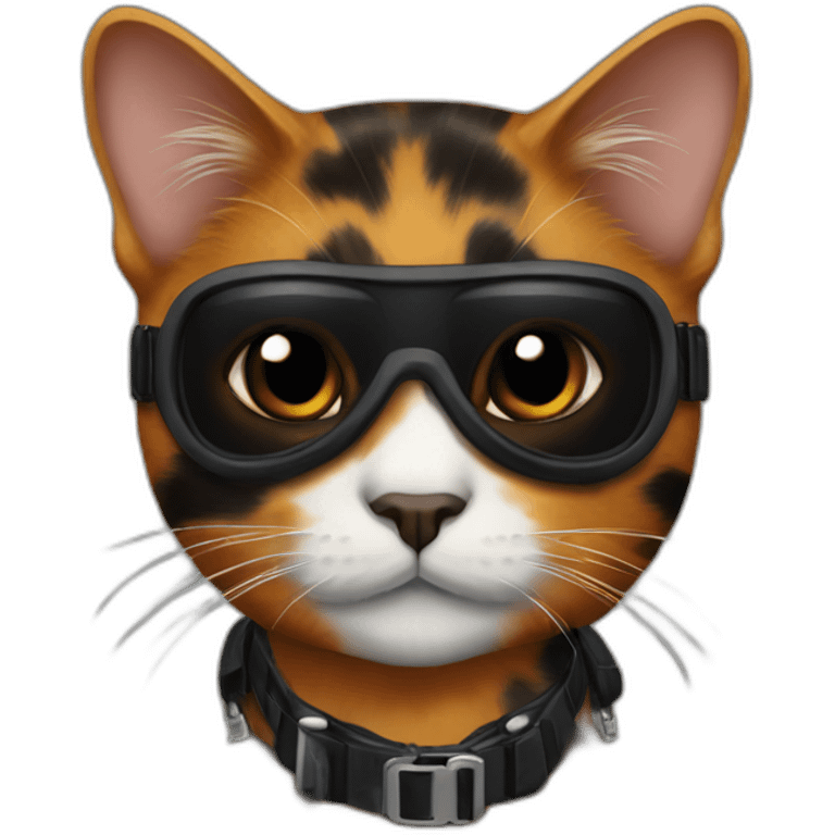 Tortoiseshell cat pilot with black face emoji