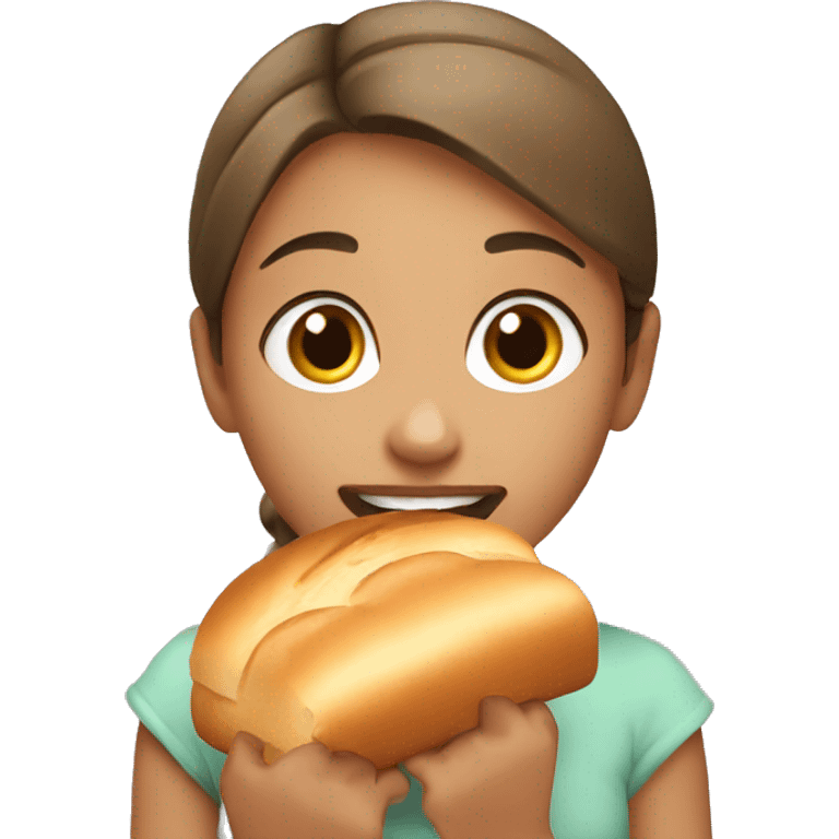 Girl eating bread emoji