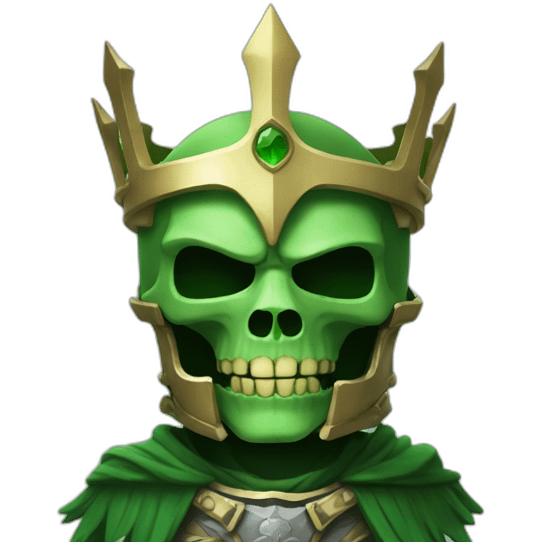 Skull knight king green emoji