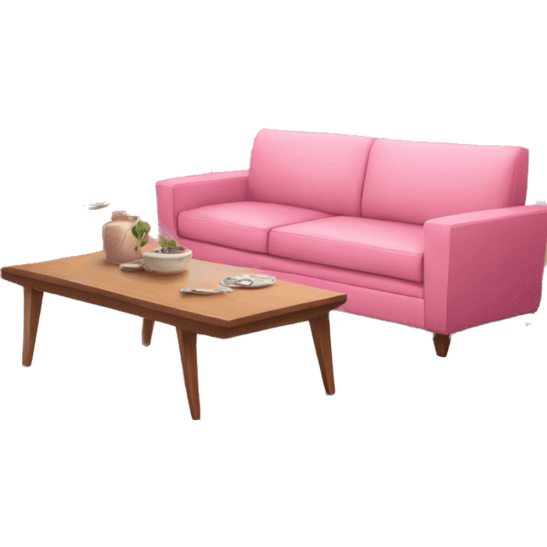 Pink pretty Living room, pink sofa, pink televison , pink dinner table emoji