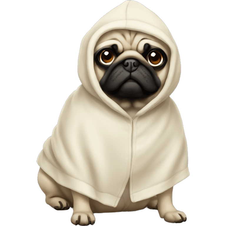 Pug wearing a hodie emoji