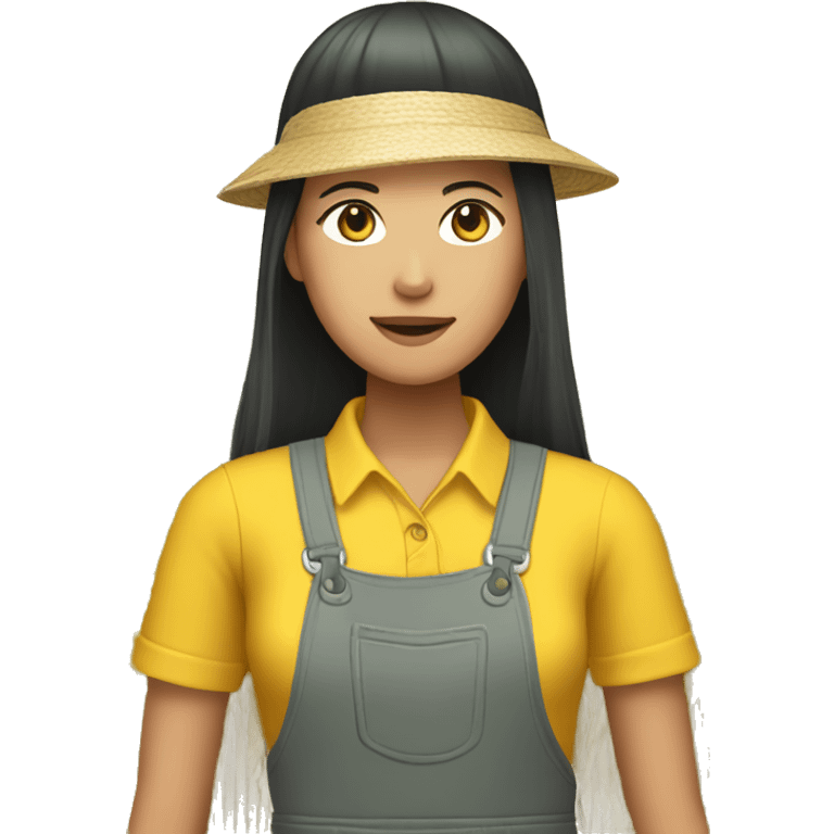 yellow asian female rice farmer with long hair emoji