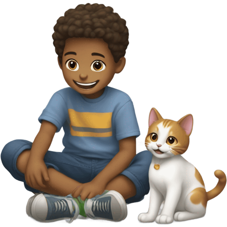 Little boy and cat emoji