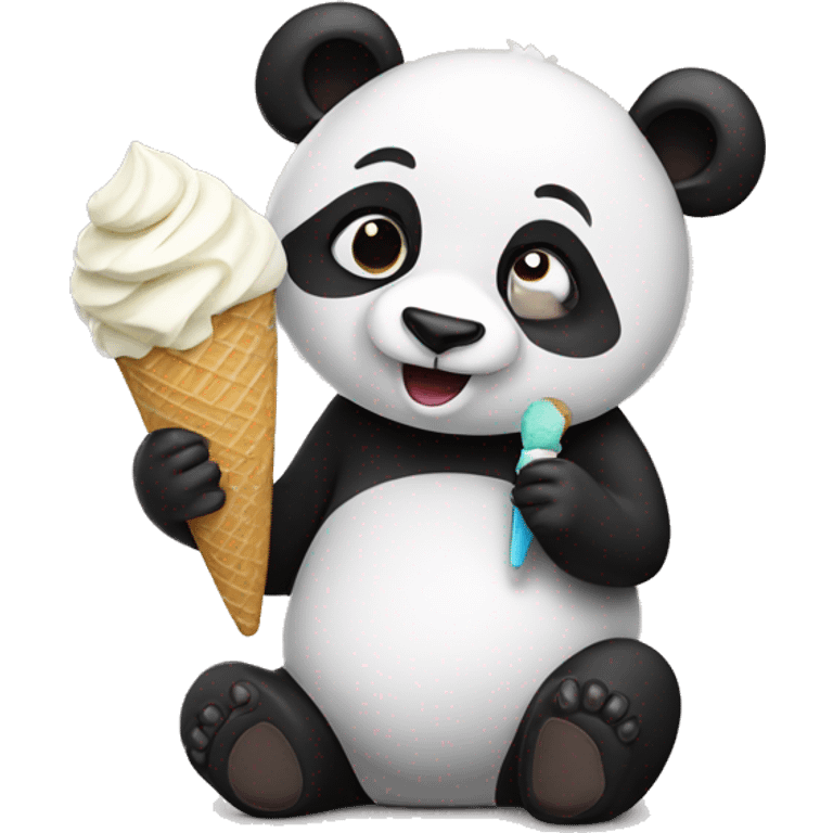 Panda eating ice cream emoji