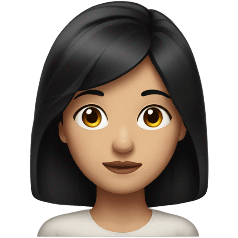 girl with black hair giving a side eye with half of her face  emoji